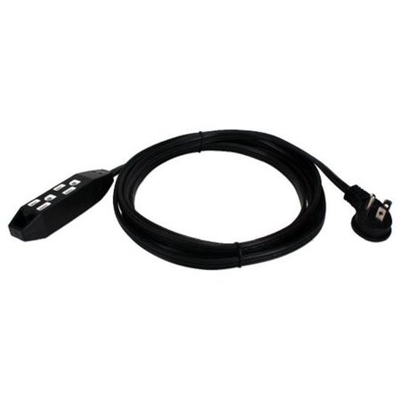 PLUGIT 3-Outlet 3-Prong 10 ft. Right-Angle Flat Power Extension Cord - Black PL678708